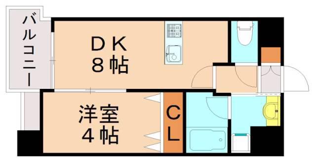 プライムアーバン博多(1DK/10階)の間取り写真
