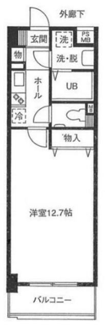 シャルマン溝の口(1K/2階)の間取り写真