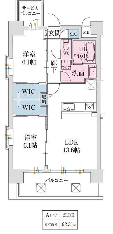 スプランディッド難波VII(2LDK/11階)の間取り写真