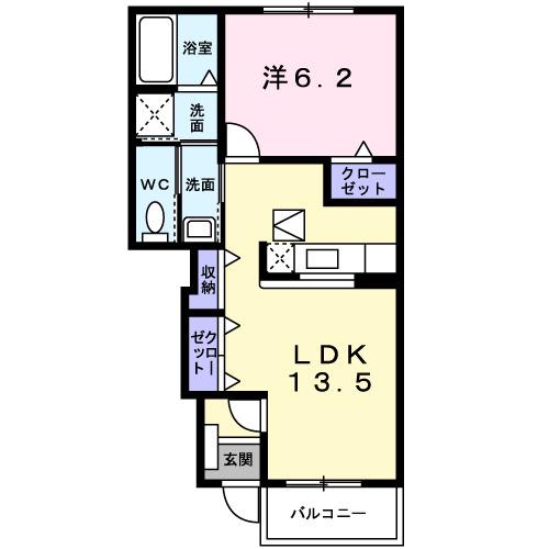 レジダンス・ノーブル II(1LDK/1階)の間取り写真