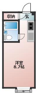 ウィンドBOX(ワンルーム/2階)の間取り写真