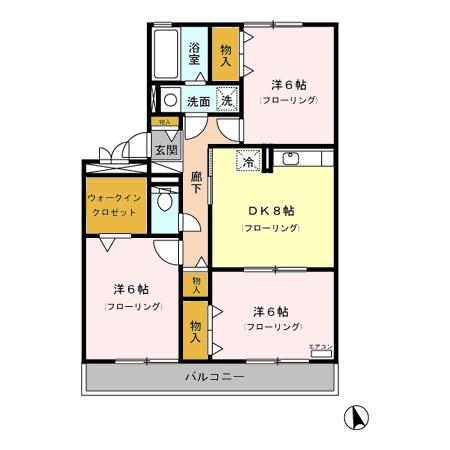 グランドゥール笹塚(3DK/2階)の間取り写真