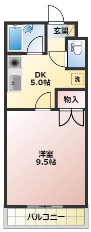 アルカディア15(1DK/2階)の間取り写真