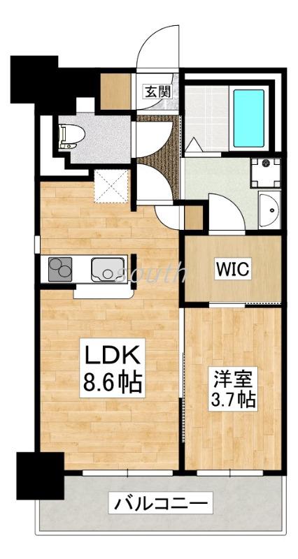 プレサンスNEO長堂アウローラ(1LDK/8階)の間取り写真