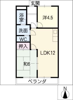 プロムナード中山II(2LDK/1階)の間取り写真