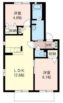 ティアラコート 積水ハウスシャーメゾン(2LDK/1階)の間取り写真