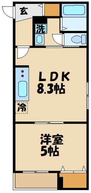 サンジュエル松原(1LDK/1階)の間取り写真