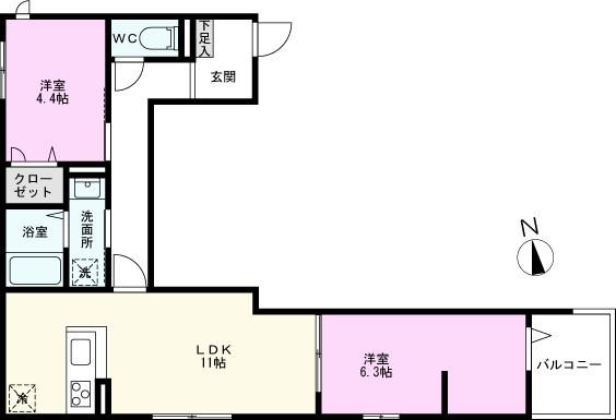 グラナーデ西新井栄町(2LDK/2階)の間取り写真