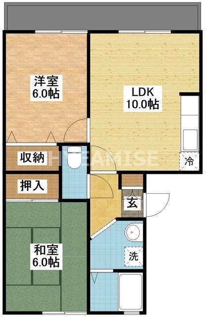 ホ-ムタウン若葉A(2LDK/2階)の間取り写真