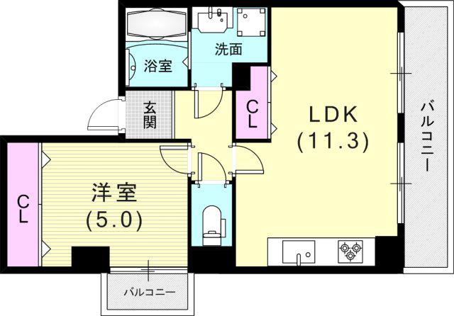ハーバー壱番館(1LDK/4階)の間取り写真