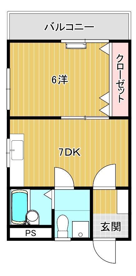ポートハイツ岬之町(1DK/3階)の間取り写真