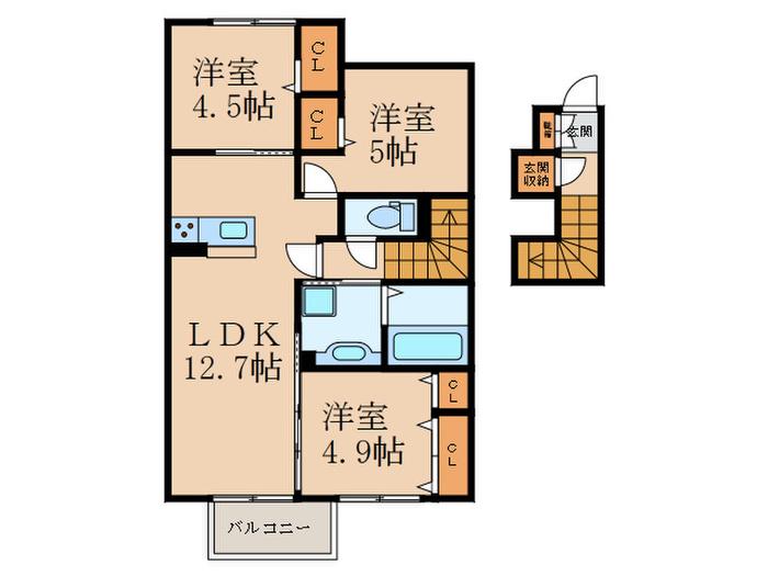 TADリーヴァ(3LDK/2階)の間取り写真