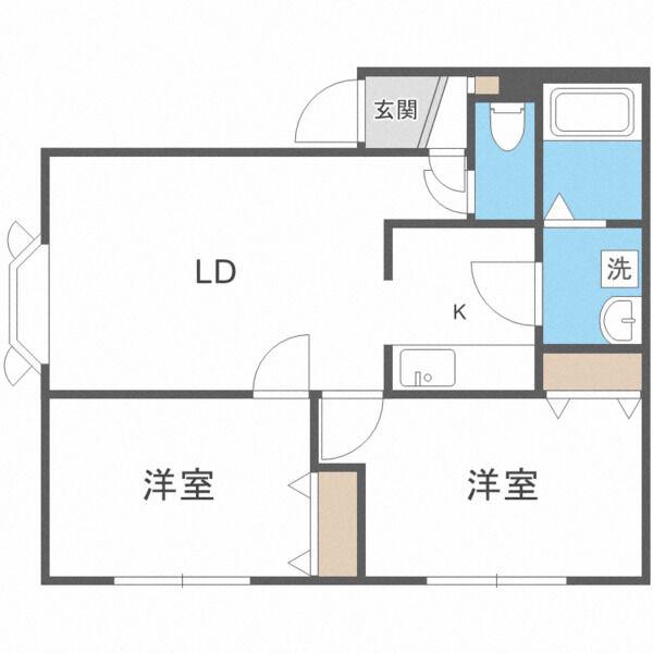 オリエンス11-B(2LDK/2階)の間取り写真