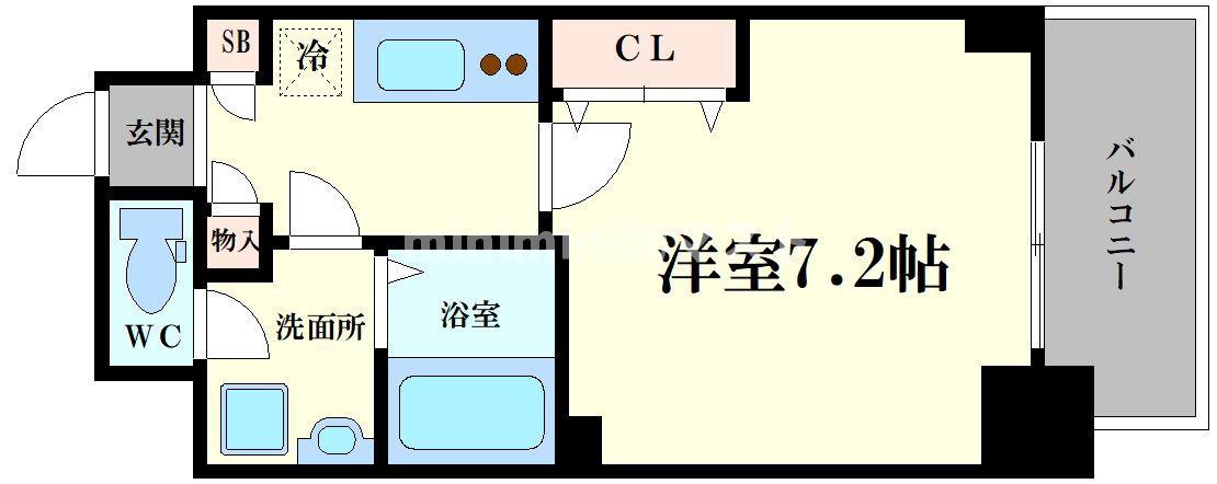ファーストフィオーレ九条III(1K/6階)の間取り写真