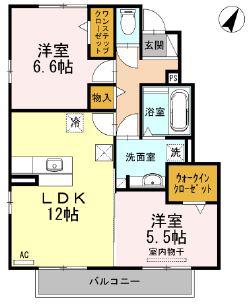 ルミナス日進(2LDK/1階)の間取り写真