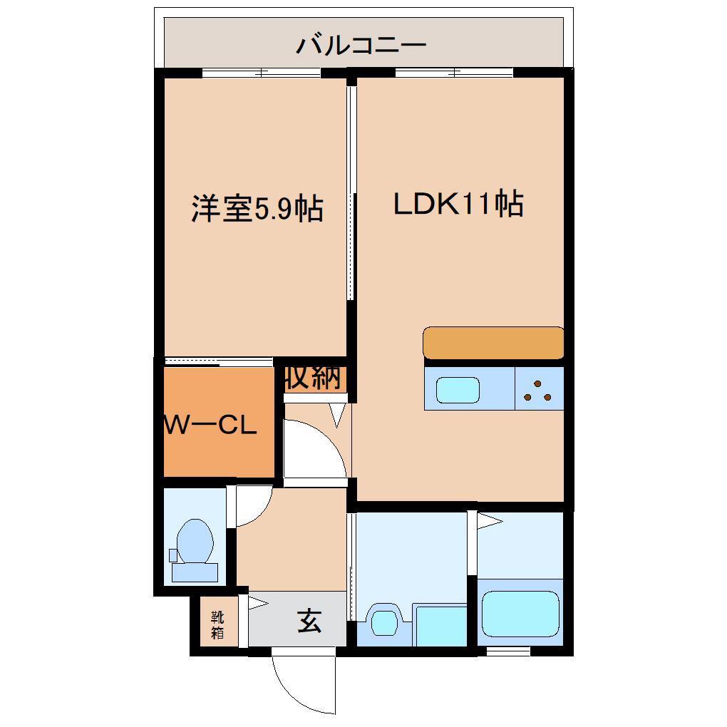 HOUSE MAKI(1LDK/1階)の間取り写真