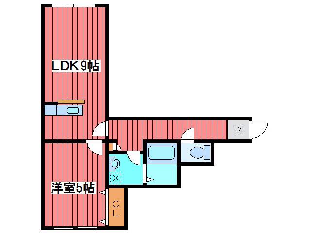 ドリームハウス月寒(1LDK/2階)の間取り写真