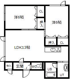 プラーサ美瑛(2LDK/2階)の間取り写真