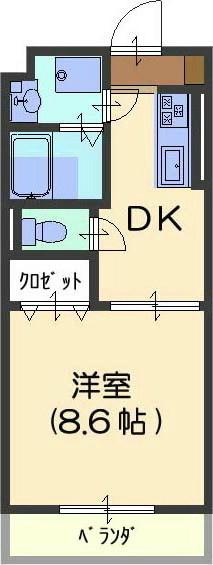 ベルカント(1DK/2階)の間取り写真
