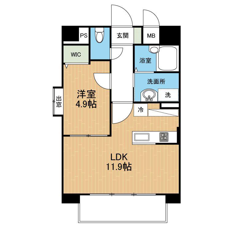 アルリシャー島崎(1LDK/10階)の間取り写真
