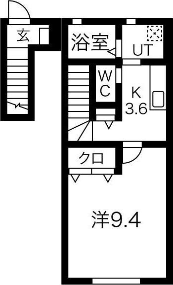 AHANSA(1K/2階)の間取り写真