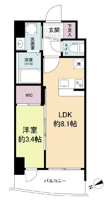 セレニテ九条リアン(1LDK/9階)の間取り写真