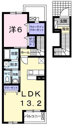 イムーブル ドゥ(1LDK/2階)の間取り写真
