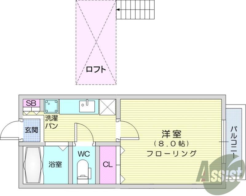 アヴァンセ富沢南壱番館(1K/1階)の間取り写真