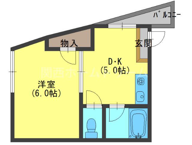 栄町ハイツ(1DK/3階)の間取り写真