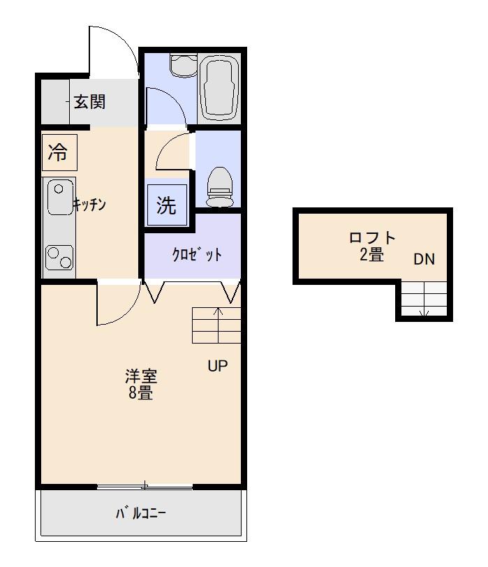 市川第5ハイツ(1K/2階)の間取り写真