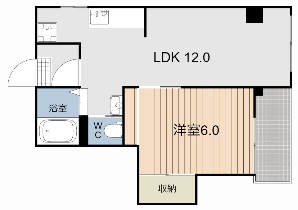 松和ビル(1LDK/2階)の間取り写真