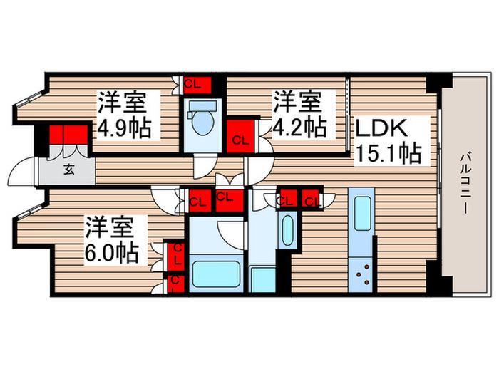 コンフォリア・リヴ八坂富士見(3LDK/2階)の間取り写真