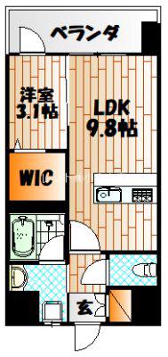 デザイナープリンセス旦過(1LDK/6階)の間取り写真