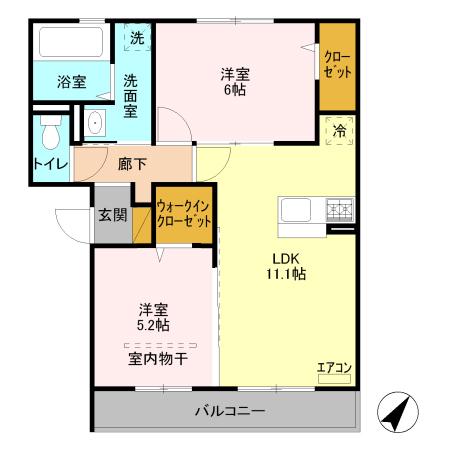 アネシスII(2LDK/2階)の間取り写真