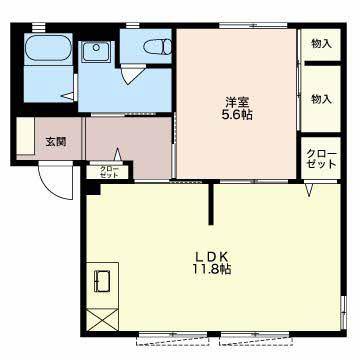 ラウンドエマリエB(1LDK/1階)の間取り写真