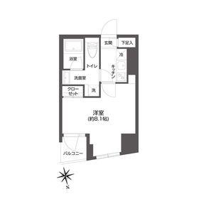 GRAN PASEO 市谷甲良町(1K/2階)の間取り写真