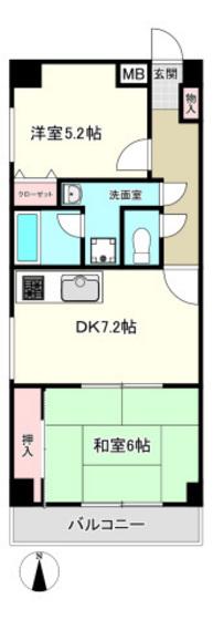 グリーンテラス宮内(2DK/3階)の間取り写真