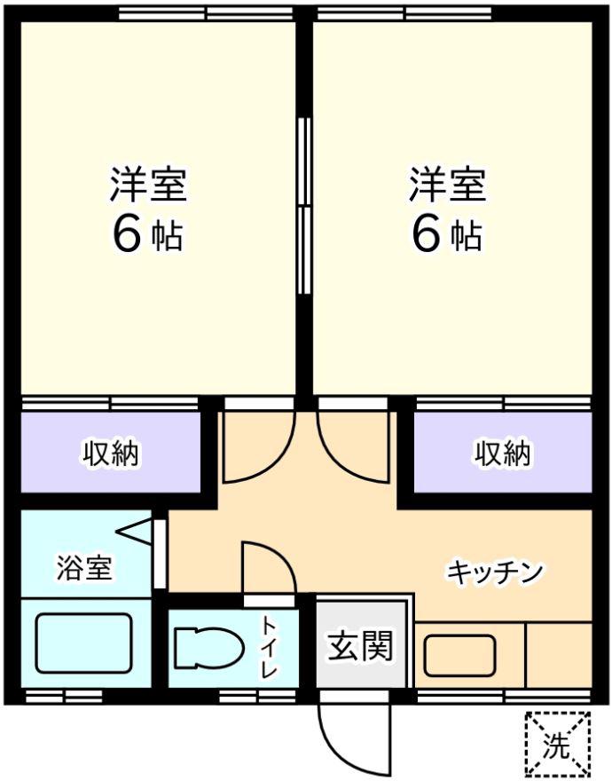 第一森ハイツ(2K/1階)の間取り写真