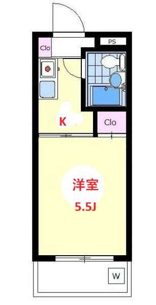 ハイタウン池上第5(1K/4階)の間取り写真
