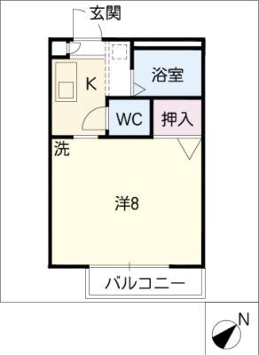 CASA(1K/1階)の間取り写真