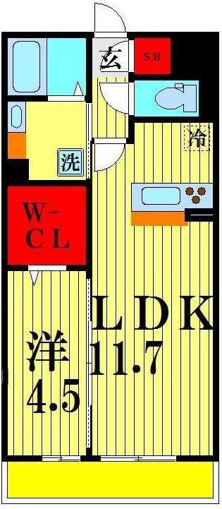 メルヴェーユ三郷中央D(1LDK/2階)の間取り写真