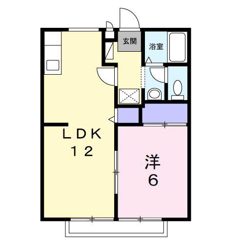 アコールスワB(1LDK/2階)の間取り写真