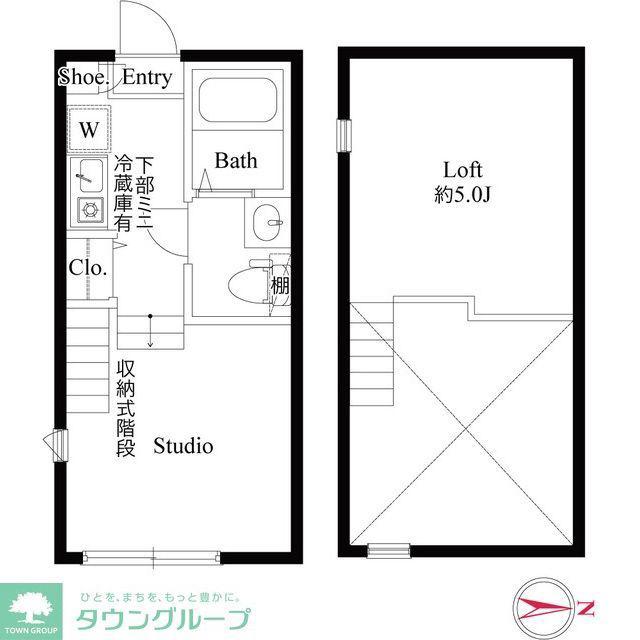 ハーモニーテラス千住緑町(ワンルーム/2階)の間取り写真