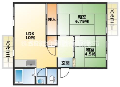 フラワリータウン志紀 G棟(2LDK/3階)の間取り写真