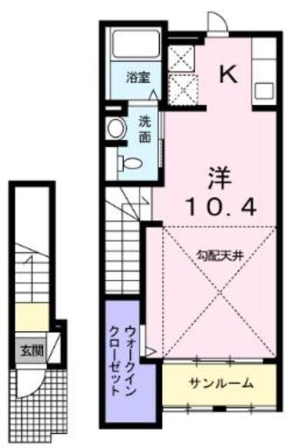 カーサ グロリアII(1K/2階)の間取り写真