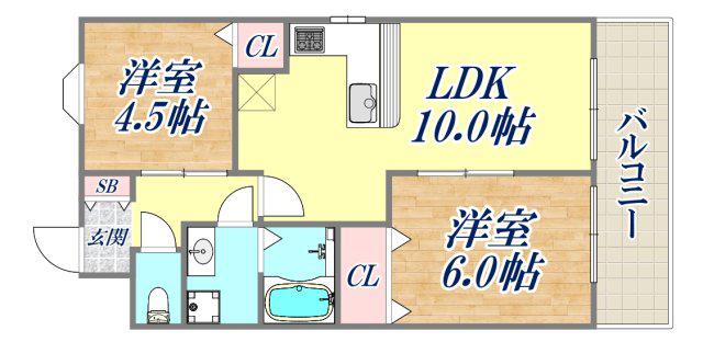 マローネンバウム(2LDK/2階)の間取り写真