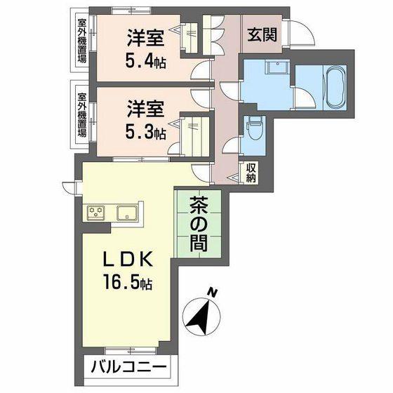 SHAMAISON SANYO(2LDK/3階)の間取り写真