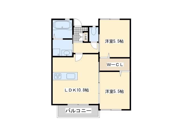 マキハウスII(2LDK/2階)の間取り写真