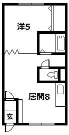 オリス大樹(1DK/2階)の間取り写真