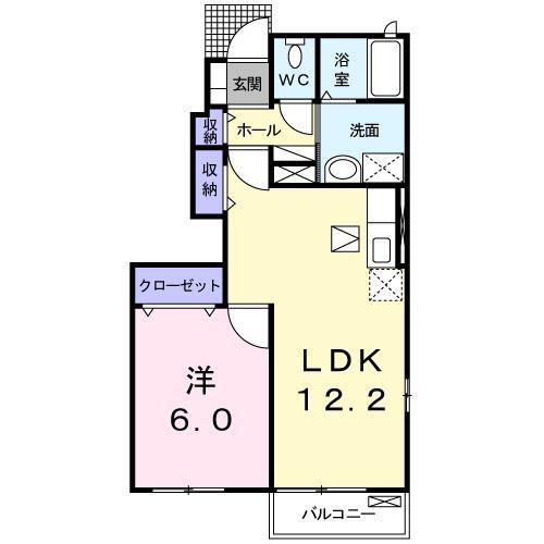 イリーデ・ソレイユA(1LDK/1階)の間取り写真